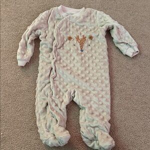 Cozy Cream Deer Print Kids Footie